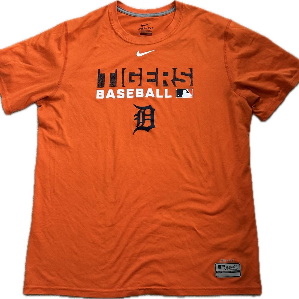 Nike Drifit Orange Detroit Tigers Baseball Tee